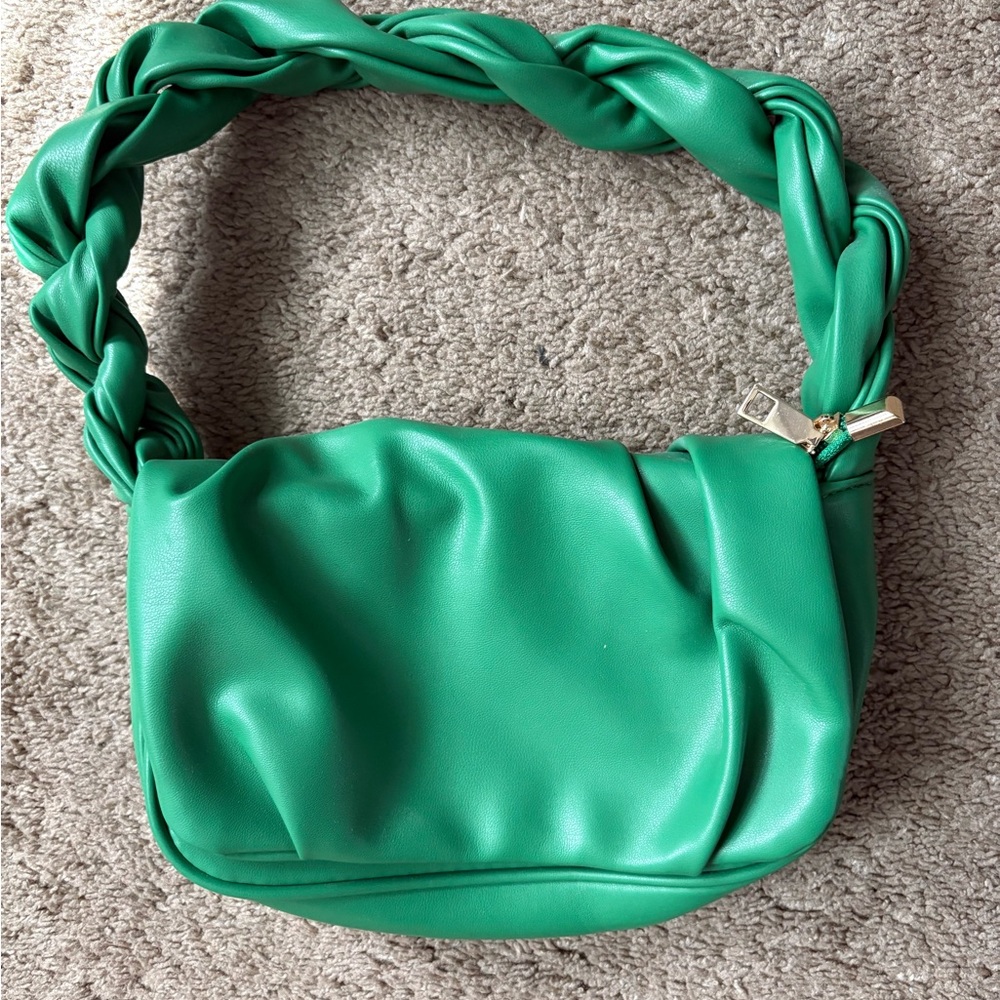 Green Braided Handle Women's Bag